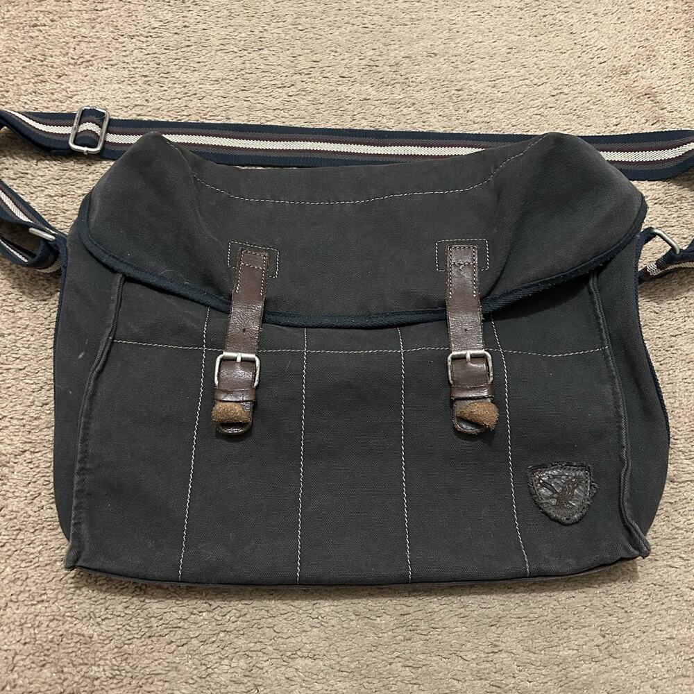 American Eagle Men’s Y2K Messenger Bag Canvas And Leather Vintage